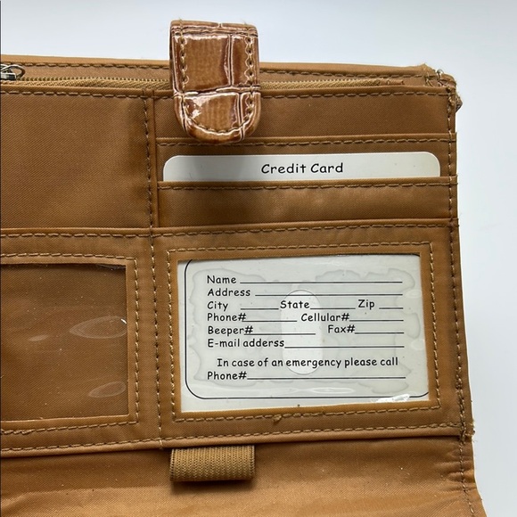 George wallet on string shoulder bag tan animal print faux patent leather casual - Picture 11 of 16